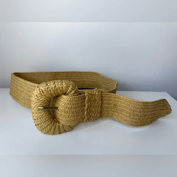 Anthropologie Raffia Woven Statement Buckle Belt Size S excellent condition - Picture 1 of 13